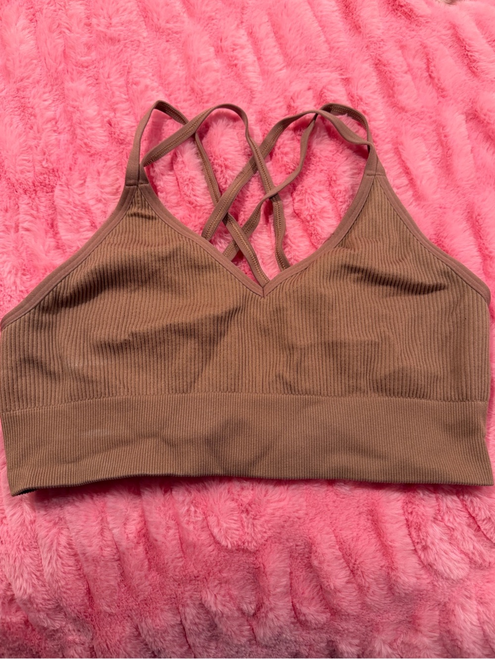 aerie Ribbed Strappy Bralette - Brown